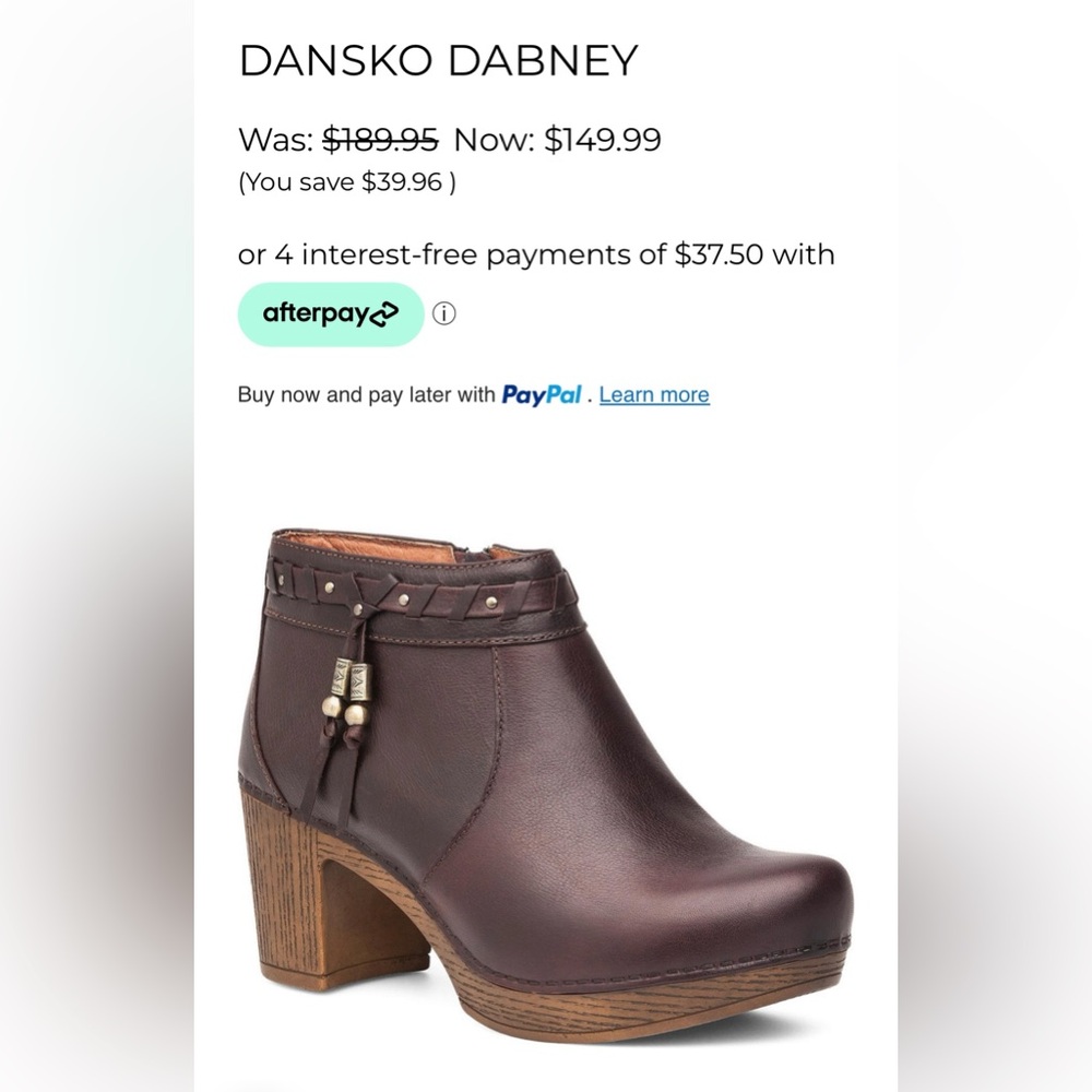 DANSKO DABNEY BOOTIE Size 37